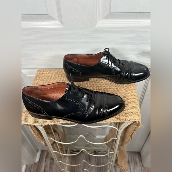 Brass Boot Italian Made Black Paten Leather Cap Toe Oxford Dress Shoes Size 10 main image 11